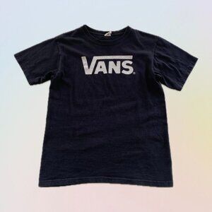 VANS - VTG Black Tee w/ White Logo - Off The Wall Back - Unisex